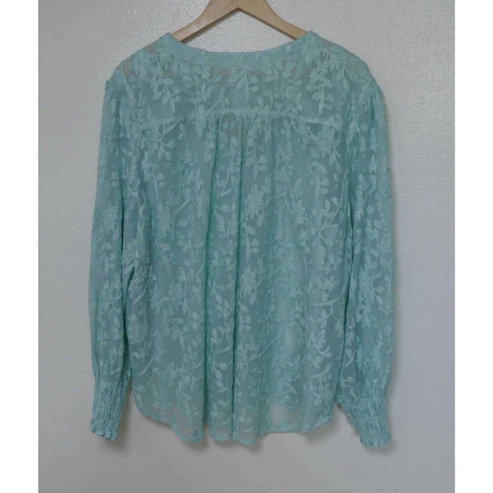 Chico’s NWT Soutache Embroidered Tunic Blouse Balloon Sleeve Teal Waters Sz 4 - Picture 4 of 8